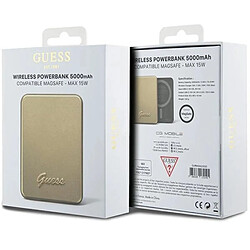 Riffi Guess 15W Fast 5000mAh 1x USB-C Power Bank with MagSafe Metal Ssript Logo Gold pas cher