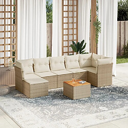 Maison Chic Salon de jardin avec coussins 8 pcs | Ensemble de Table et chaises | Mobilier d'Extérieur beige résine tressée -GKD76695