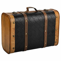 Valise décorative Alexandra House Living Noir PVC Bois Métal Tissu Vintage 30 x 17 x 43 cm 