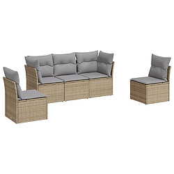 vidaXL Salon de jardin avec coussins 5 pcs beige résine tressée