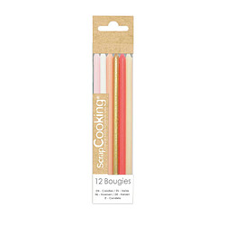 Scrapcooking 12 bougies longues rose & or - 12cm