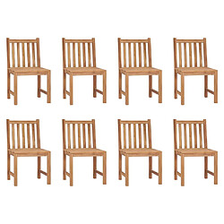 vidaXL Chaises de jardin lot de 8 Bois de teck solide