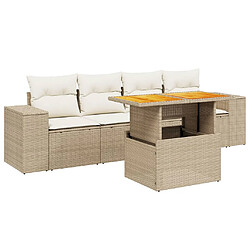 vidaXL Salon de jardin avec coussins 5 pcs beige résine tressée