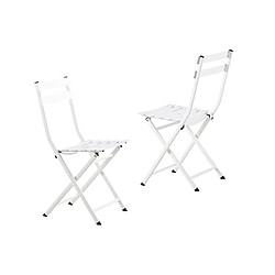 Acheter Pegane Ensemble de jardin table ronde + 2 chaises pliantes coloris blanc