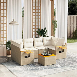 Maison Chic Salon de jardin avec coussins 7 pcs | Ensemble de Table et chaises | Mobilier d'Extérieur beige résine tressée -GKD35837