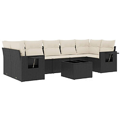 vidaXL Salon de jardin 8 pcs avec coussins noir résine tressée