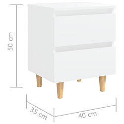 vidaXL Table de chevet avec pieds en pin Blanc 40x35x50 cm pas cher