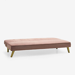 Modus Sofà Canapé convertible clic clac 2 places design moderne tissu velours Pulchra | Couleur: Rose pas cher