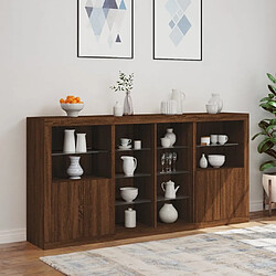 Acheter Maison Chic Commode Buffet - Meuble de rangement avec lumières LED chêne marron 202x37x100 cm -GKD41146