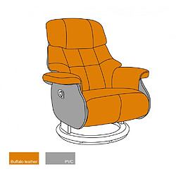 Avis Inside 75 Fauteuil relax manuel PABLO assise confortable en cuir boue piétement bois naturel