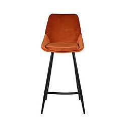 Mes Lot de 2 chaises de bar H75 cm en velours cognac - ORMOY