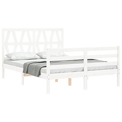 Avis vidaXL Cadre de lit sans matelas blanc 120x200 cm bois massif