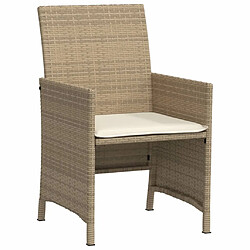 Maison Chic Ensemble de bistro 3 pcs avec coussins,Table + chaises + coussins de jardin beige résine tressée -GKD682416 pas cher