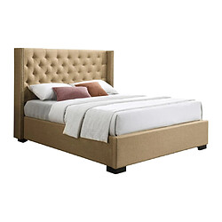 Acheter Vente-Unique Lit coffre 160 x 200 cm avec tête de lit capitonnée - Tissu - Beige + Matelas - MASSIMO