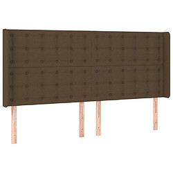 Maison Chic Tête de lit scandinave avec oreilles,meuble de chambre Marron foncé 183x16x118/128 cm Tissu -MN78054