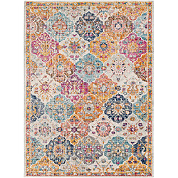 Surya INES - Tapis vintage multicolore, Safran, Orange et Bleu - 160x220cm