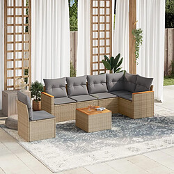 vidaXL Salon de jardin avec coussins 7pcs mélange beige résine tressée 