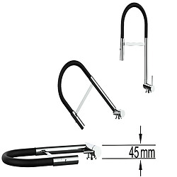 Avis VIZIO Robinet de cuisine noir mat rabattable sous fenêtre 45mm, douche 2jets détachable