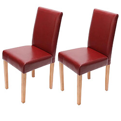 Decoshop26 Lot de 4 chaises de salle à manger cuisine en cuir rouge pieds en bois clair design moderne 04_0000556 pas cher