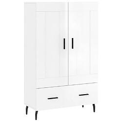 vidaXL Buffet haut blanc brillant 69,5x31x115 cm bois d'ingénierie