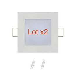 HOROZ ELECTRIC Lot de 2 dalles LED extra plates carré blanc 3W (Eq. 24W) 6400K Dim 90x90mm 