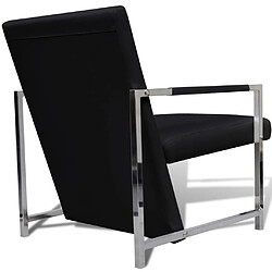 Avis Helloshop26 Fauteuil chaise siège lounge design club sofa salon avec pieds chromés synthétique noir 1102046/3