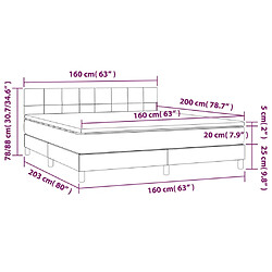 vidaXL Sommier à lattes de lit avec matelas et LED Noir 160x200 cm pas cher