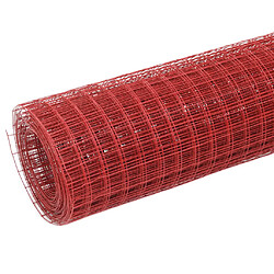 vidaXL Grillage Acier avec revêtement en PVC 10x1,5 m Rouge