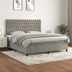 vidaXL Sommier à lattes de lit et matelas Gris clair 180x200cm Velours