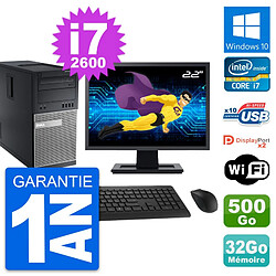 PC Tour Dell 9010 Ecran 22" Intel i7-2600 RAM 32Go Disque 500Go Windows 10 Wifi · Occasion 