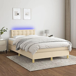 Sommier à lattes LED,Cadre à lattes de lit avec matelas pour Adulte Crème 120x200 cm Tissu -MN96694