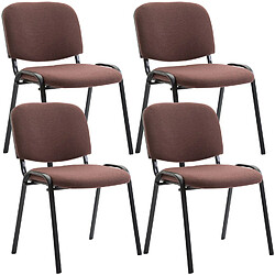 Decoshop26 Lot de 4 chaises visiteur empilable zone d'attente en tissu marron piètement à 4 pieds en métal noir 10_0003191 