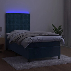 Avis vidaXL Sommier à lattes de lit matelas et LED Bleu foncé 100x200 cm