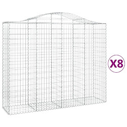 vidaXL Paniers à gabions arqués 8 pcs 200x50x160/180 cm Fer galvanisé