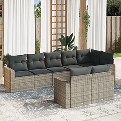 vidaXL Salon de jardin 8 pcs avec coussins gris résine tressée 