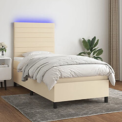 Sommier à lattes,Cadre à lattes de lit et matelas et LED pour Adulte Crème 80x200 cm Tissu -MN15947