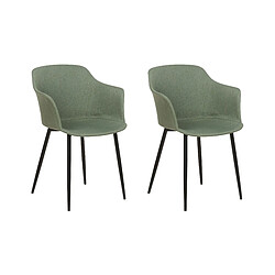 Beliani Chaise de salle à manger ELIM Set de 2 Tissu Vert foncé