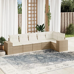 vidaXL Salon de jardin avec coussins 6 pcs beige résine tressée 