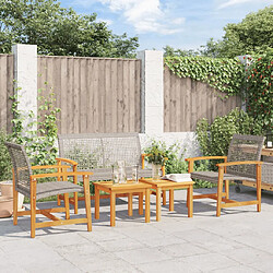 vidaXL Salon de jardin 5 pcs gris résine tressée et bois d'acacia 