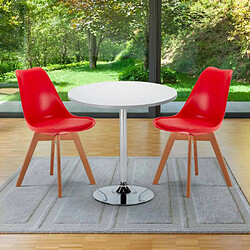 Ahd Amazing Home Design Table blanche ronde 70x70cm 2 chaises colorées d'intérieur bar café Nordica Long Island 