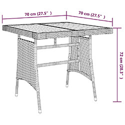 Acheter vidaXL Table de jardin Noir 70x70x72 cm Résine tressée et acacia