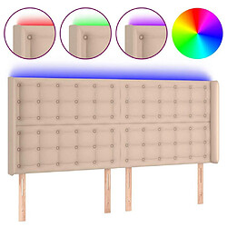 Maison Chic Tête de lit scandinave à LED,meuble de chambre Cappuccino 147x16x118/128 cm Similicuir -MN17677