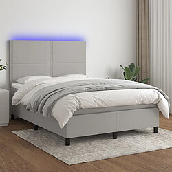 vidaXL Sommier à lattes de lit et matelas et LED Gris clair 140x200 cm