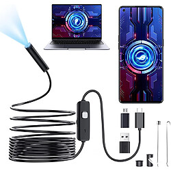 YESKAMO Endoscope Numérique, Caméra Endoscopique avec 10M Câble Semi-rigide, 6 LED, 7.9MM Type C, IP67, Caméra Endoscopique USB pour Android, Tablette, PC Windows