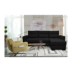 Canapé angle convertible réversible 4 places MONTREAL - Tissu noir - L 247 x P 158 x H 92 cm - Fabriqué en France - HEXAGONE