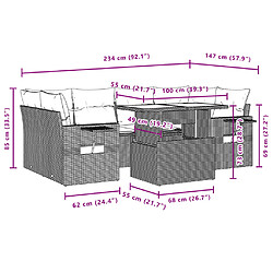 Acheter vidaXL Salon de jardin avec coussins 7 pcs gris clair résine tressée