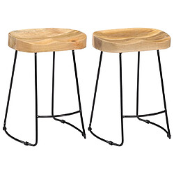 Helloshop26 Lot de deux tabourets de bar design chaise siège bois de manguier solide 1202098