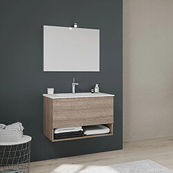 Kiamami Valentina MEUBLE DE SALLE DE BAIN AVEC UN GRAND TIROIR ET COMPARTIMENT OUVERT 80CM EN CHÊNE NATUREL | VENEZIA