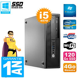 PC HP EliteDesk 800 G1 SFF Core I5-4570 RAM 4Go 120 Go SSD Graveur DVD Wifi W7 - Occasion