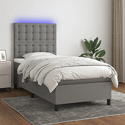 vidaXL Sommier à lattes de lit et matelas et LED Gris foncé 100x200 cm 